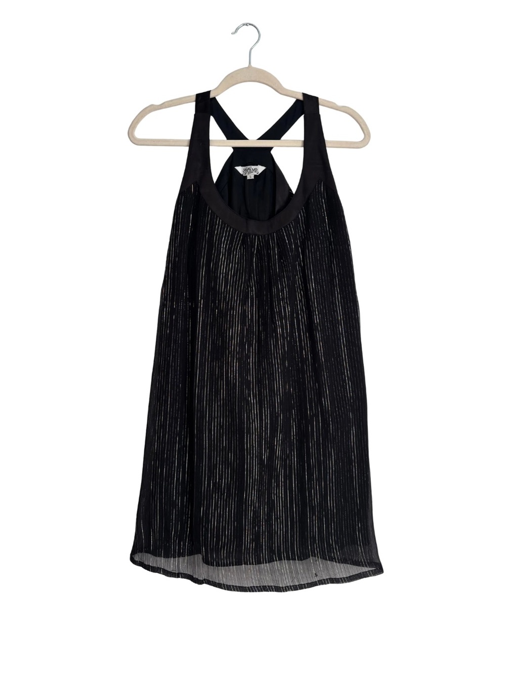 Tramp Black Metallic-Striped Racerback Mini Dress